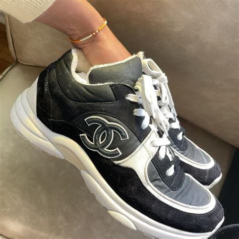 chanel grey trainers|chanel black and white sneakers.